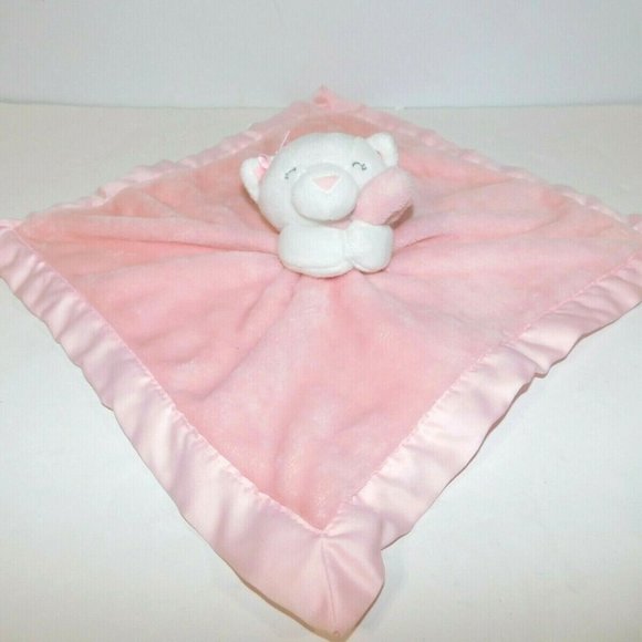 2018 Carters White Cat Pink Security Blanket 67359 - Picture 2 of 6